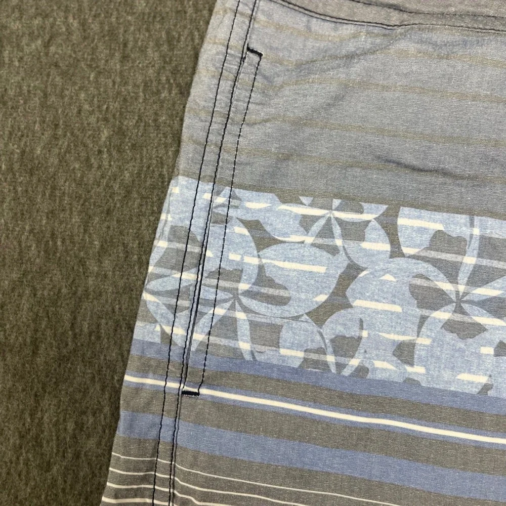 Roundtree & Yorke Swim Trunks Striped Board‎ Shorts Swimwear Blue Gray Size 34